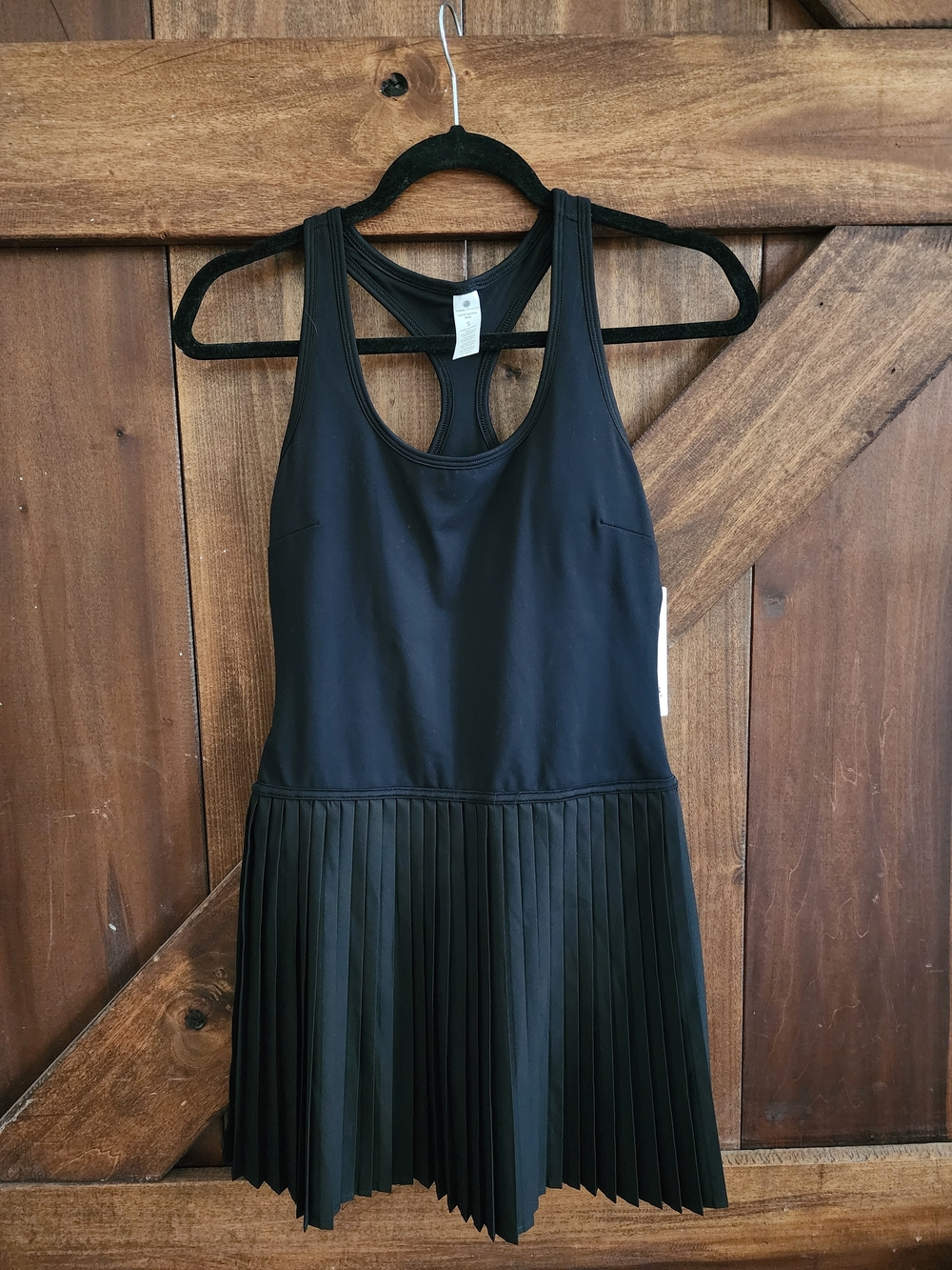 Yogalicious Black Pleated Tank One-Piece Athletic Dress With Built In Shorts